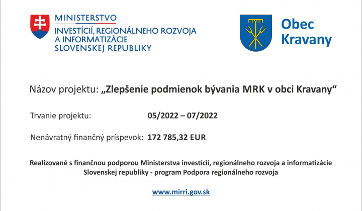Projekty / Zlepšenie podmienok bývania MRK v obci Kravany - foto